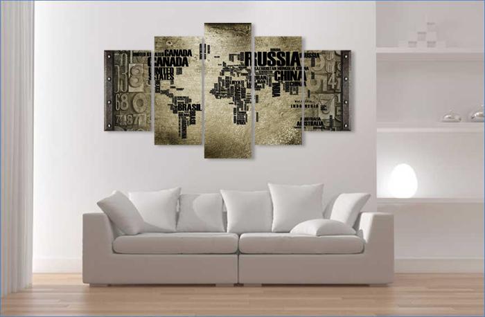 Leinwandbild Weltkarte 200cm XXL fertig gerahmt – Ansicht 3