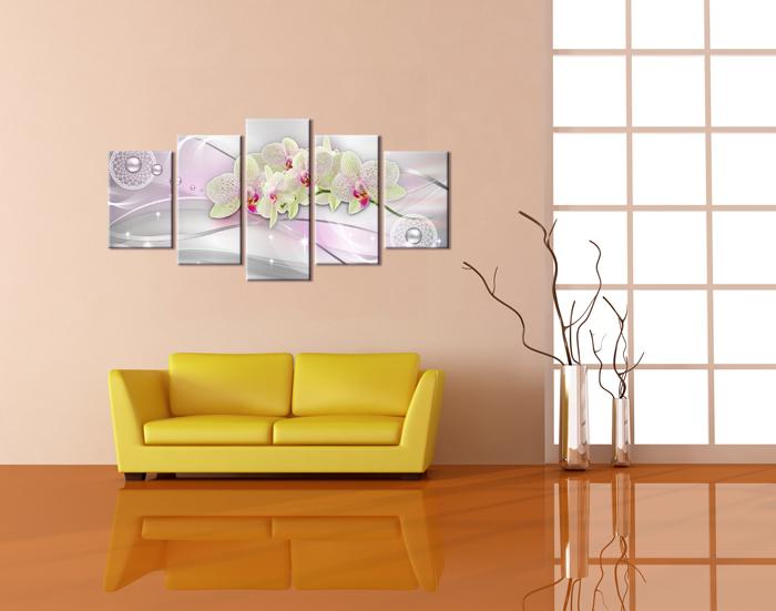 Abstraktes Leinwandbild mit Orchideen – 200cm XXL fertig gerahmt – Ansicht 2