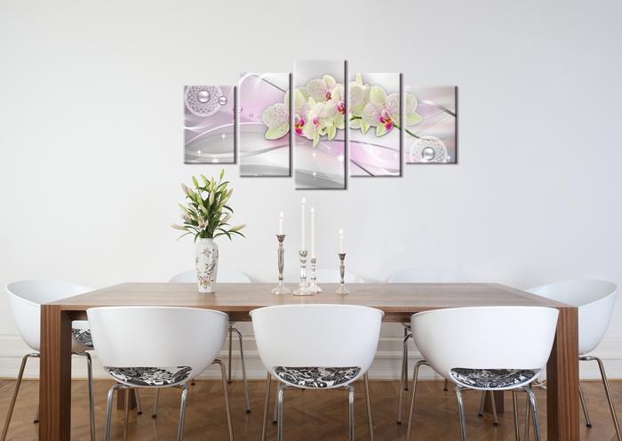 Abstraktes Leinwandbild mit Orchideen – 200cm XXL fertig gerahmt – Ansicht 3