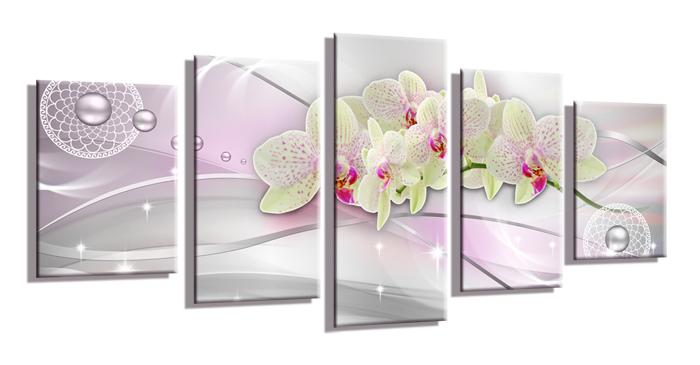 Abstraktes Leinwandbild mit Orchideen – 200cm XXL fertig gerahmt – Ansicht 4