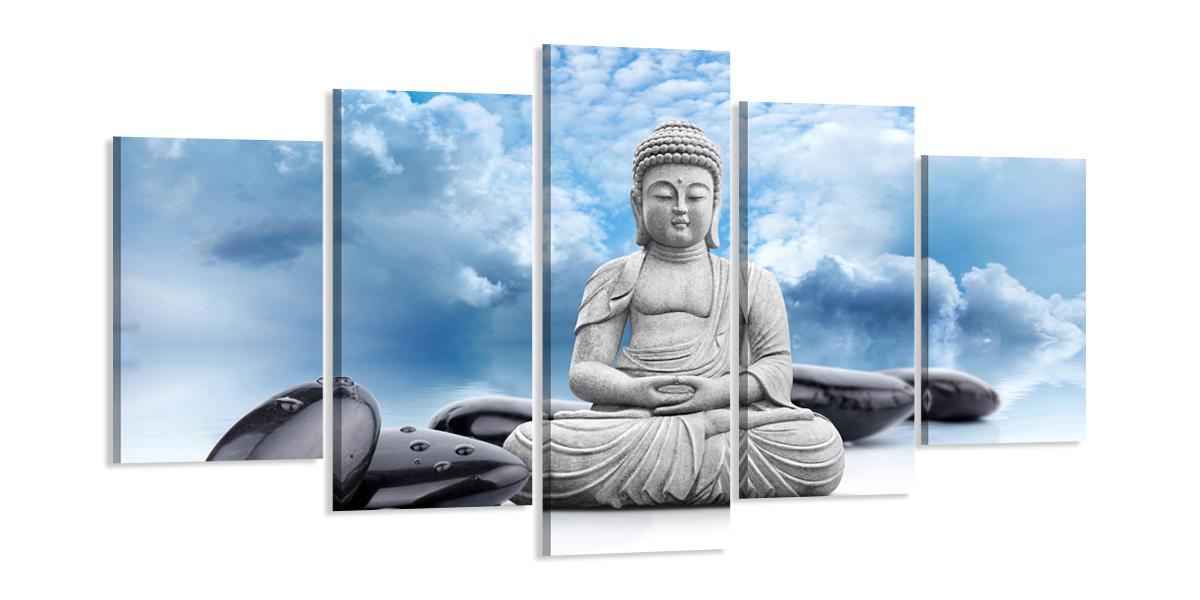 Leinwand Bild fert gerahmt Buddha 200cm XXL 5 6323 – Leinwandbild 200x100 cm 5-teilig kaufen