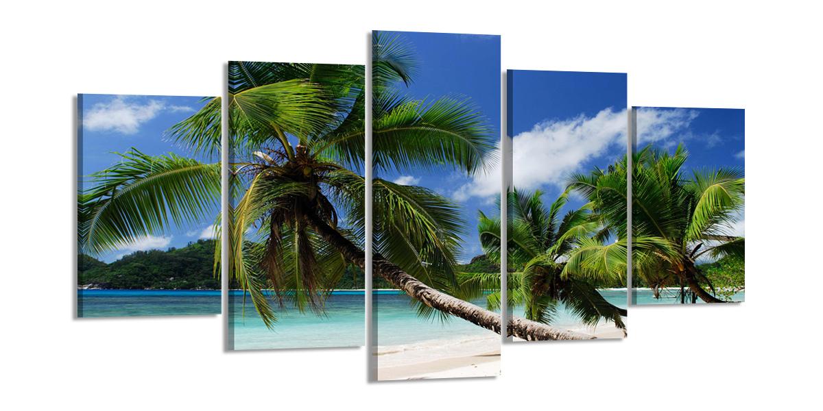 Leinwand Bild fert gerahmt Palmen 200cm XXL 5 6325 – Leinwandbild 200x100 cm 5-teilig kaufen