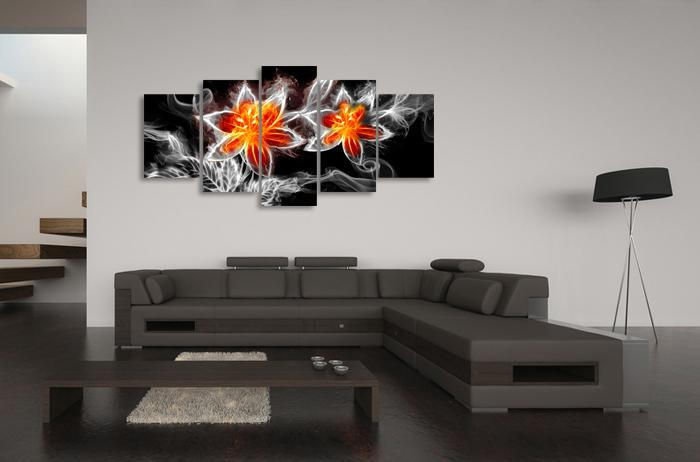 Leinwandbild Feuer Blume XXL - 200cm fertig gerahmt – Ansicht 2