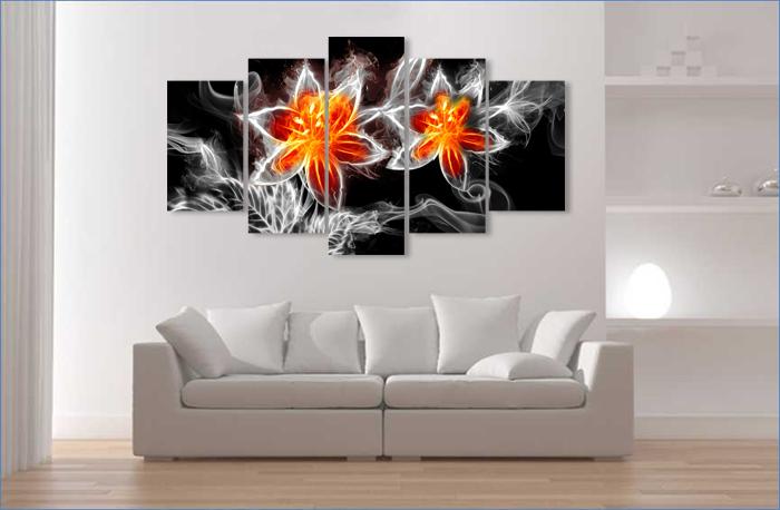 Leinwandbild Feuer Blume XXL - 200cm fertig gerahmt – Ansicht 3