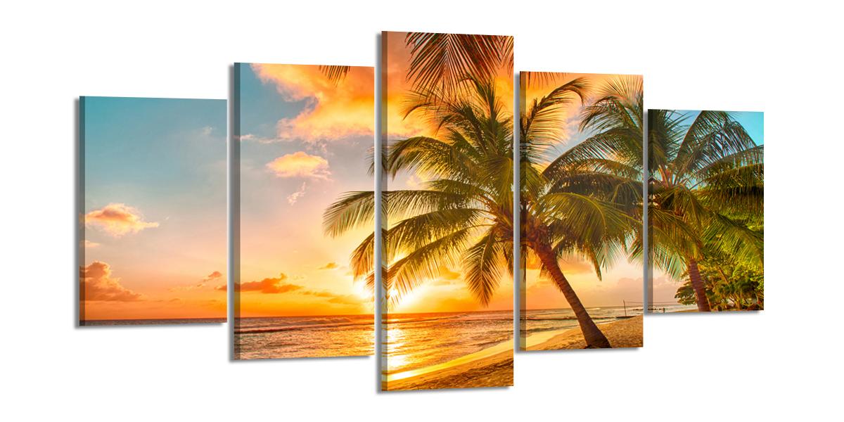 Leinwand Bild fert gerahmt Strand 200cm XXL 5 6334 – Leinwandbild 200x100 cm 5-teilig kaufen