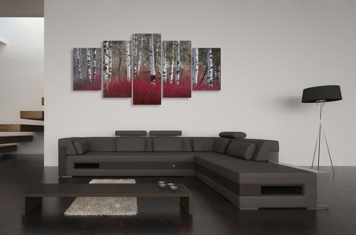 Leinwandbild Wald mit roten Birken 200cm XXL günstig – Ansicht 2