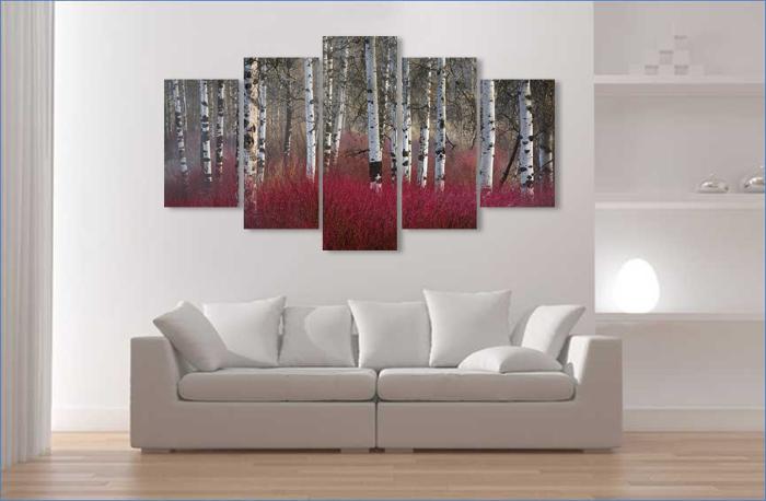 Leinwandbild Wald mit roten Birken 200cm XXL günstig – Ansicht 3