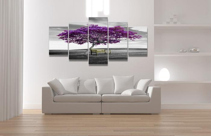 XXL Leinwandbild Baum in Lila - Fertig gerahmtes Wandbild 200cm – Ansicht 2