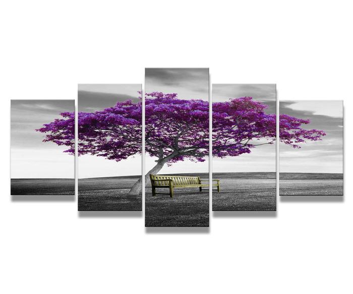 XXL Leinwandbild Baum in Lila - Fertig gerahmtes Wandbild 200cm – Ansicht 4