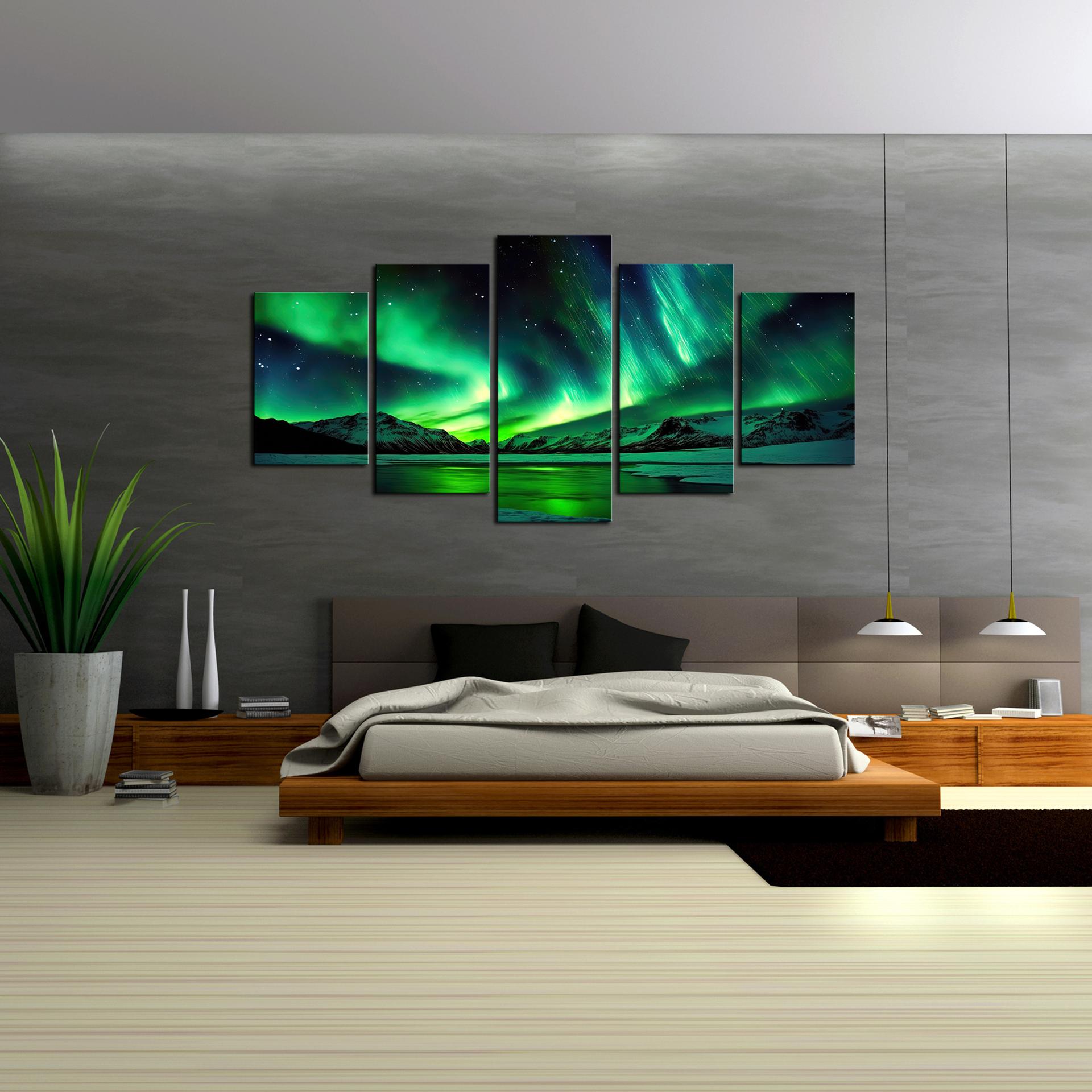 Leinwandbild Nordlichter – Fertig gerahmt 200 x 100 cm – Ansicht 2