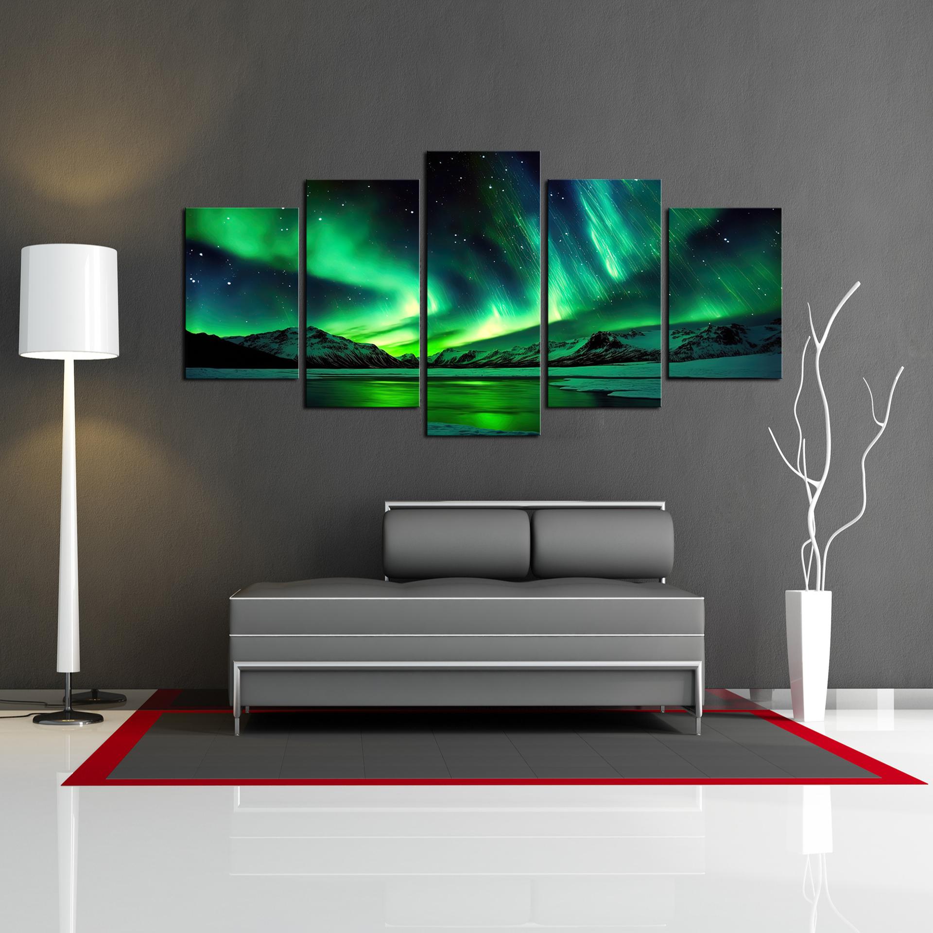 Leinwandbild Nordlichter – Fertig gerahmt 200 x 100 cm – Ansicht 3