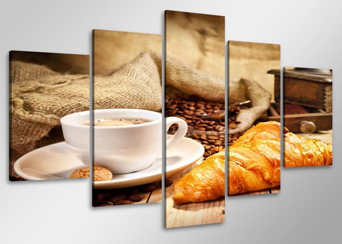 Leinwand Bild fert gerahmt Kaffee 100cm XXL 5 6401 – Leinwandbild 100x50 cm 5-teilig kaufen