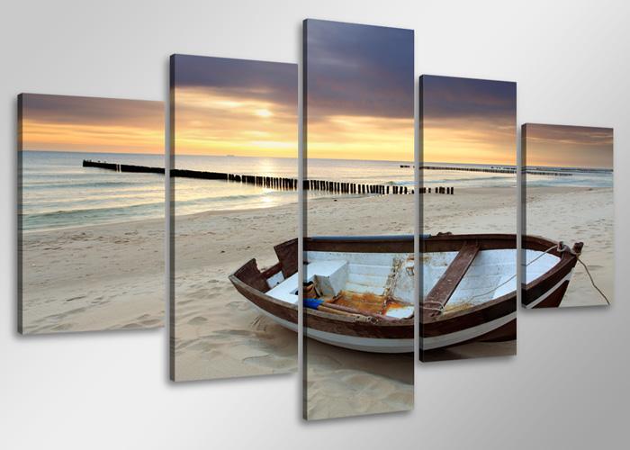 Leinwand Bild fert gerahmt Strand 100cm XXL 5 6403 – Leinwandbild 100x50 cm 5-teilig kaufen