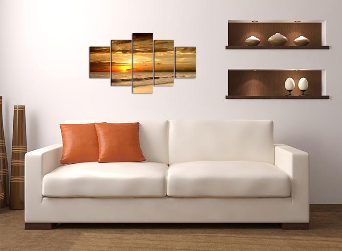 Leinwandbild Strand mit Sonnenuntergang - 100cm XXL Wandbild – Ansicht 2