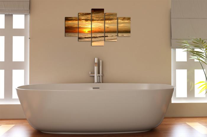 Leinwandbild Strand mit Sonnenuntergang - 100cm XXL Wandbild – Ansicht 3