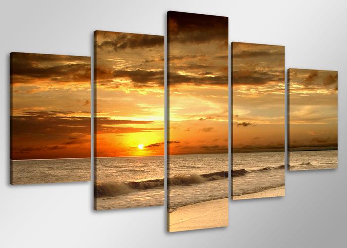Leinwandbild Strand mit Sonnenuntergang - 100cm XXL Wandbild – Ansicht 4