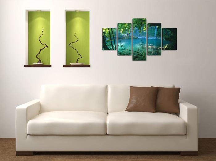 Leinwandbild Wasserfall XXL - 100cm fertig gerahmt – Ansicht 2