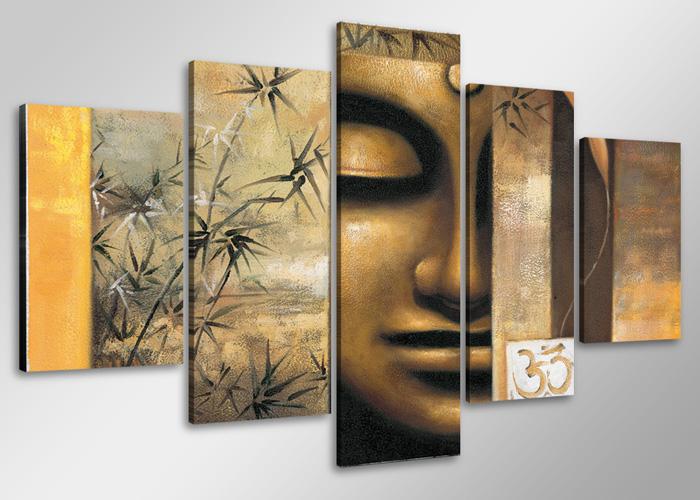 Leinwand Bild fert gerahmt Buddha 100cm XXL 5 6410 – Leinwandbild 100x50 cm 5-teilig kaufen