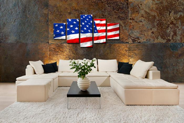 USA Flagge Leinwandbild XXL - 100cm fertig gerahmt – Ansicht 2