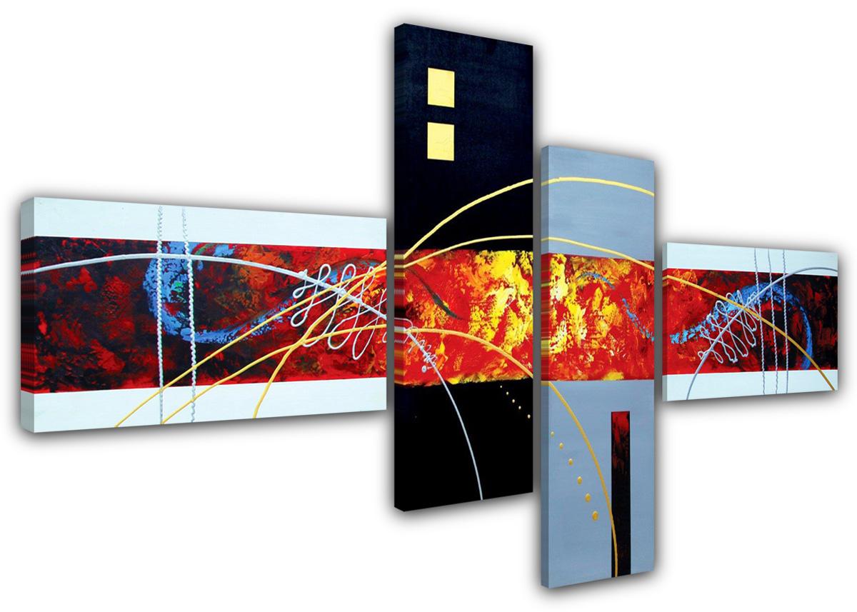 Leinwand Bild fert gerahmt handgemalt optik 160cm XXL 4 6501 !!Auslaufmodell !! – Leinwandbild 160x70 cm 4-teilig kaufen