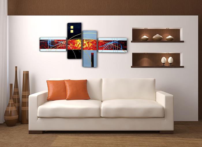 Abstraktes Leinwandbild 160cm mit handgemalter Optik – Ansicht 3