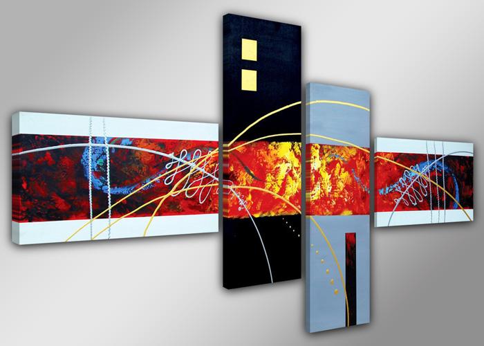 Abstraktes Leinwandbild 160cm mit handgemalter Optik – Ansicht 4