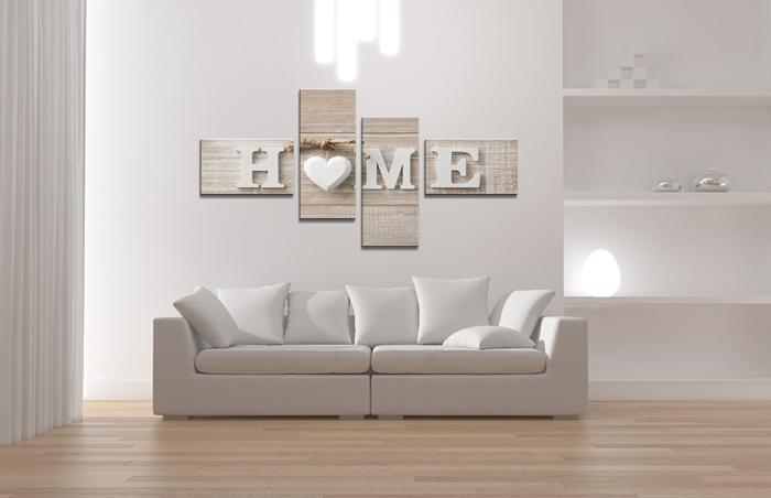 Leinwandbild Home mit Herz - 160 x 70 cm gerahmt – Ansicht 2
