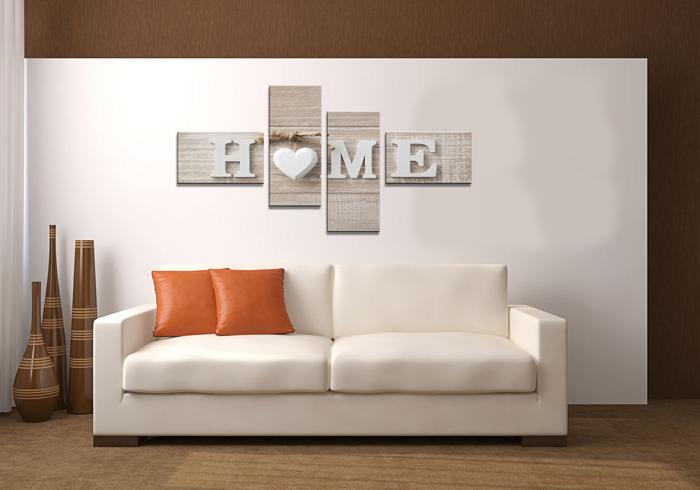 Leinwandbild Home mit Herz - 160 x 70 cm gerahmt – Ansicht 3