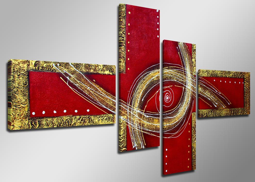 Abstraktes Leinwandbild in Rot-Gold 160cm XXL
