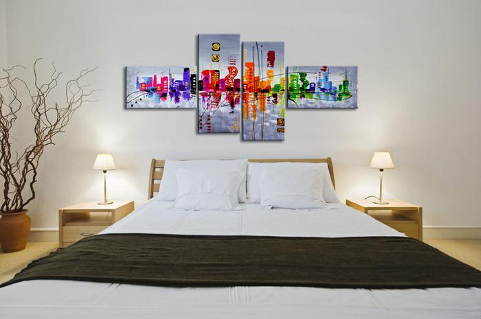 Buntes Leinwandbild abstrakte Skyline – 160cm XXL Wandbild – Ansicht 2