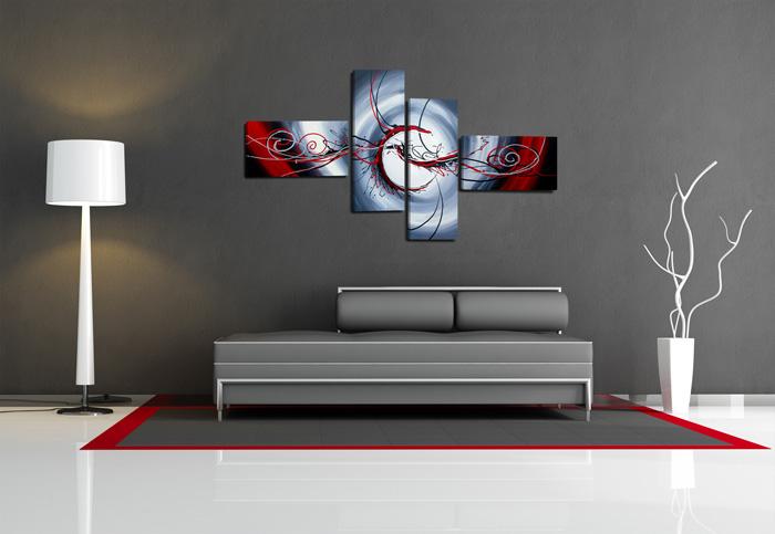 Abstraktes Leinwandbild rot-blau 160cm XXL - Modernes Wandbild – Ansicht 2