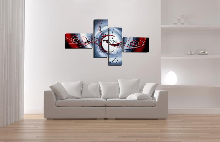 Abstraktes Leinwandbild rot-blau 160cm XXL - Modernes Wandbild – Ansicht 3