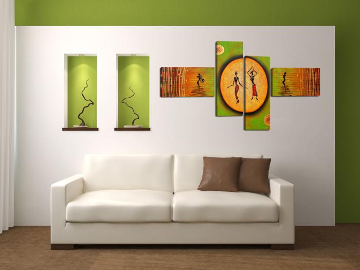 Afrikanisches Leinwandbild XXL 160cm mit handgemalter Optik – Ansicht 3