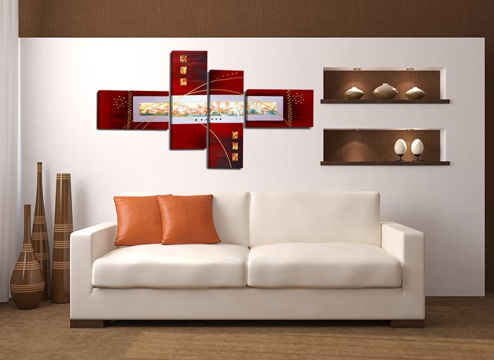 Modernes Leinwandbild in Rot - 160cm XXL Wandbild – Ansicht 2