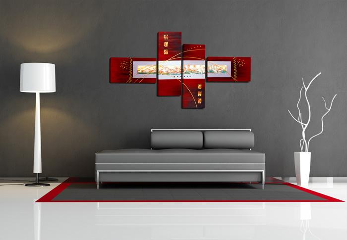 Modernes Leinwandbild in Rot - 160cm XXL Wandbild – Ansicht 3