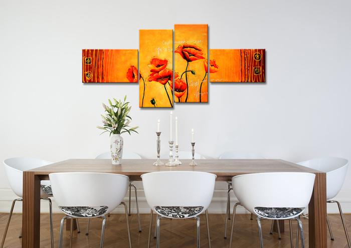 Leinwandbild Mohn XXL - 160cm fertig gerahmt mit Handmalerei-Optik – Ansicht 2