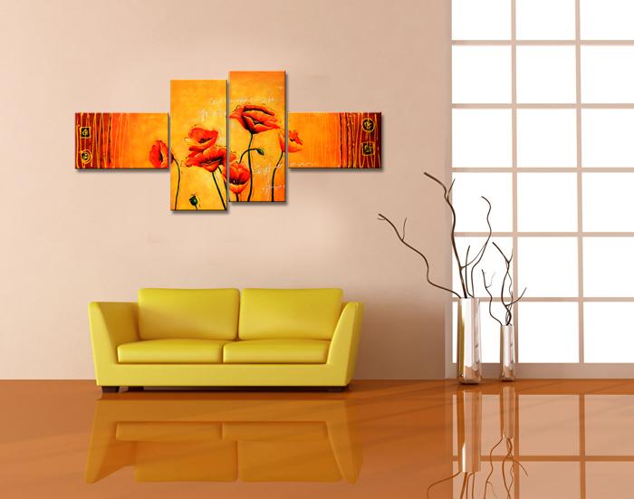 Leinwandbild Mohn XXL - 160cm fertig gerahmt mit Handmalerei-Optik – Ansicht 3