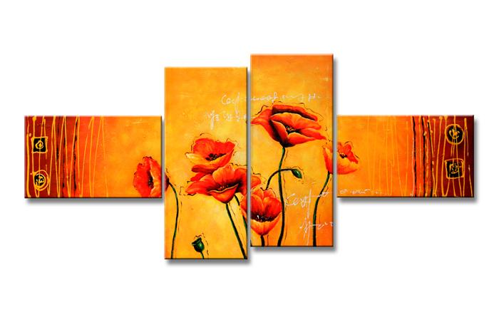 Leinwandbild Mohn XXL - 160cm fertig gerahmt mit Handmalerei-Optik – Ansicht 4