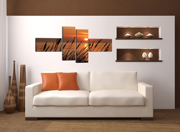 Leinwandbild Getreidefeld mit Sonnenuntergang – 160cm XXL – Ansicht 3