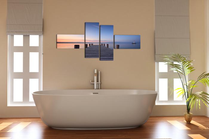 Leinwandbild Steg & Sonnenuntergang – 160cm XXL Wandbild – Ansicht 2