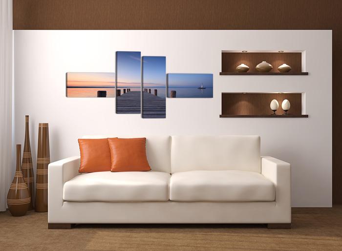 Leinwandbild Steg & Sonnenuntergang – 160cm XXL Wandbild – Ansicht 3