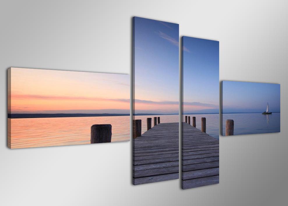 Leinwandbild Steg & Sonnenuntergang – 160cm XXL Wandbild – Ansicht 4