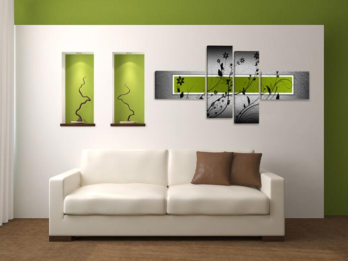 Leinwandbild Grün mit Blüten-Motiv 160cm XXL – Ansicht 2