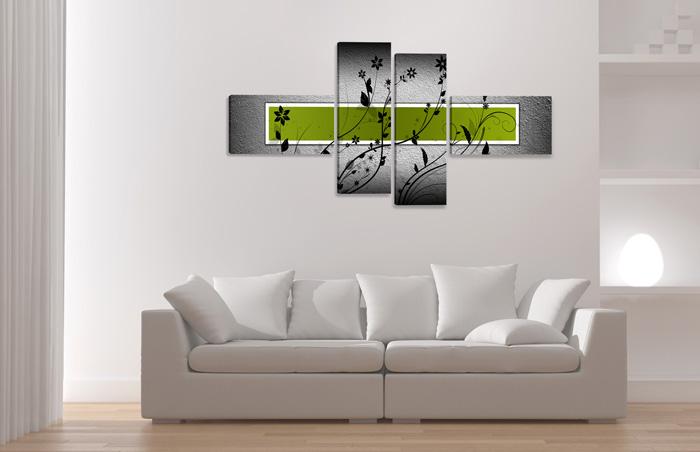 Leinwandbild Grün mit Blüten-Motiv 160cm XXL – Ansicht 3