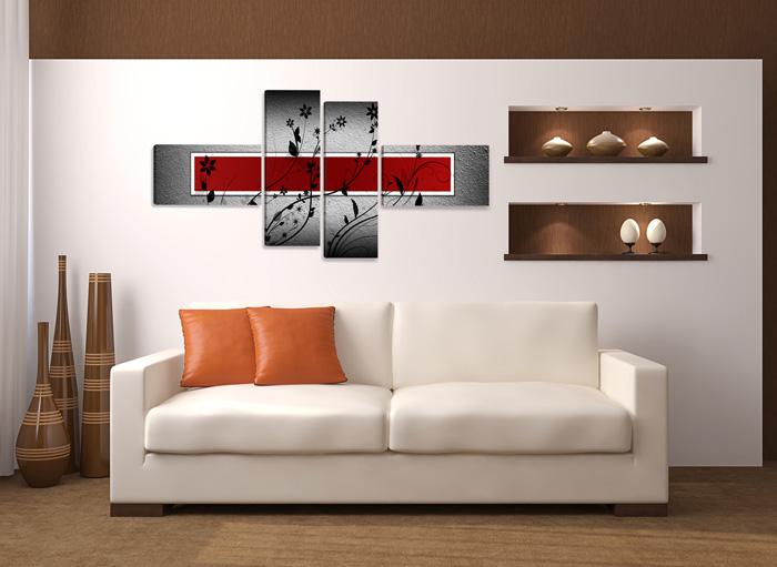 Rotes Leinwandbild XXL 160cm - modernes Wandbild fertig gerahmt – Ansicht 2