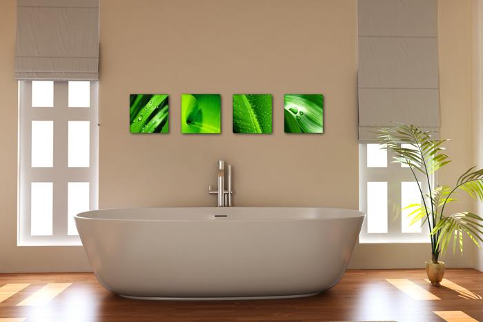 Leinwandbild grüne Blätter mit Rahmung – Ansicht 2