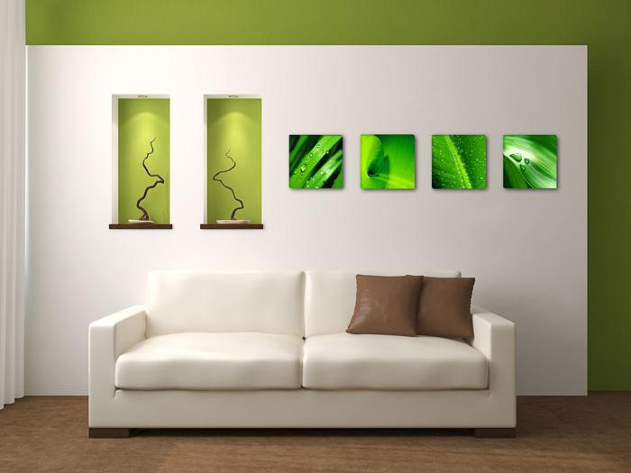 Leinwandbild grüne Blätter mit Rahmung – Ansicht 3