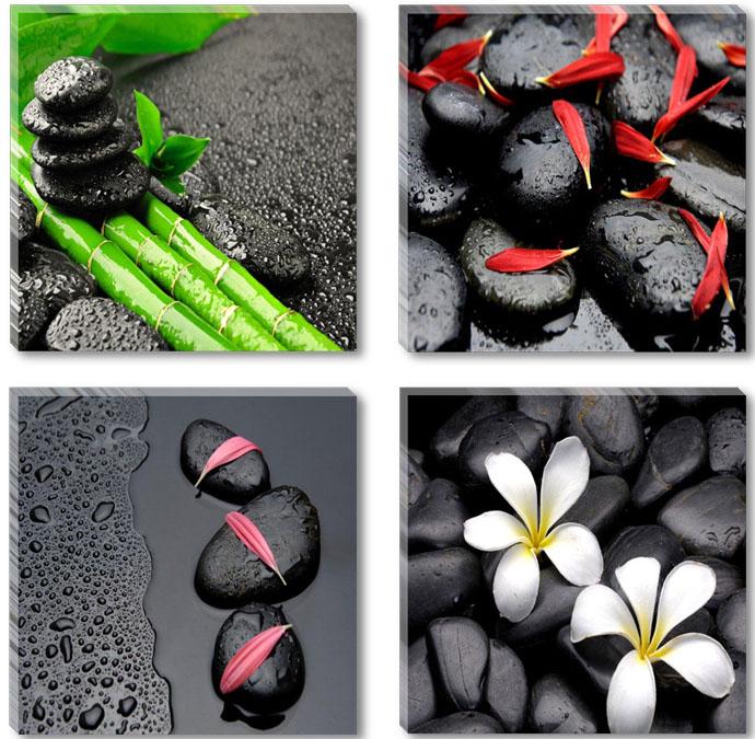 Leinwand Bild fert gerahmt Spa schwarze Steine 4x30cm XXL 4 6602 – Leinwandbild 4x 30x30 cm kaufen