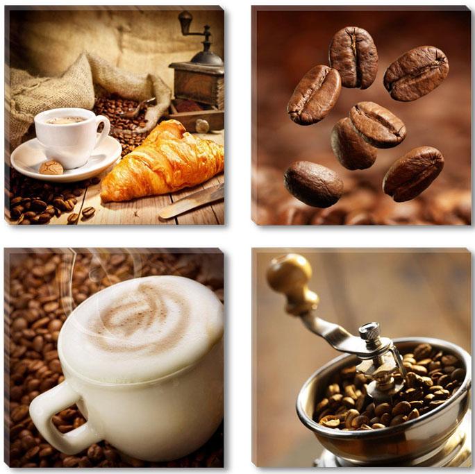 Leinwand Bild fert gerahmt Kaffee Coffee 4x30cm XXL 4 6603 – Leinwandbild 4x 30x30 cm kaufen