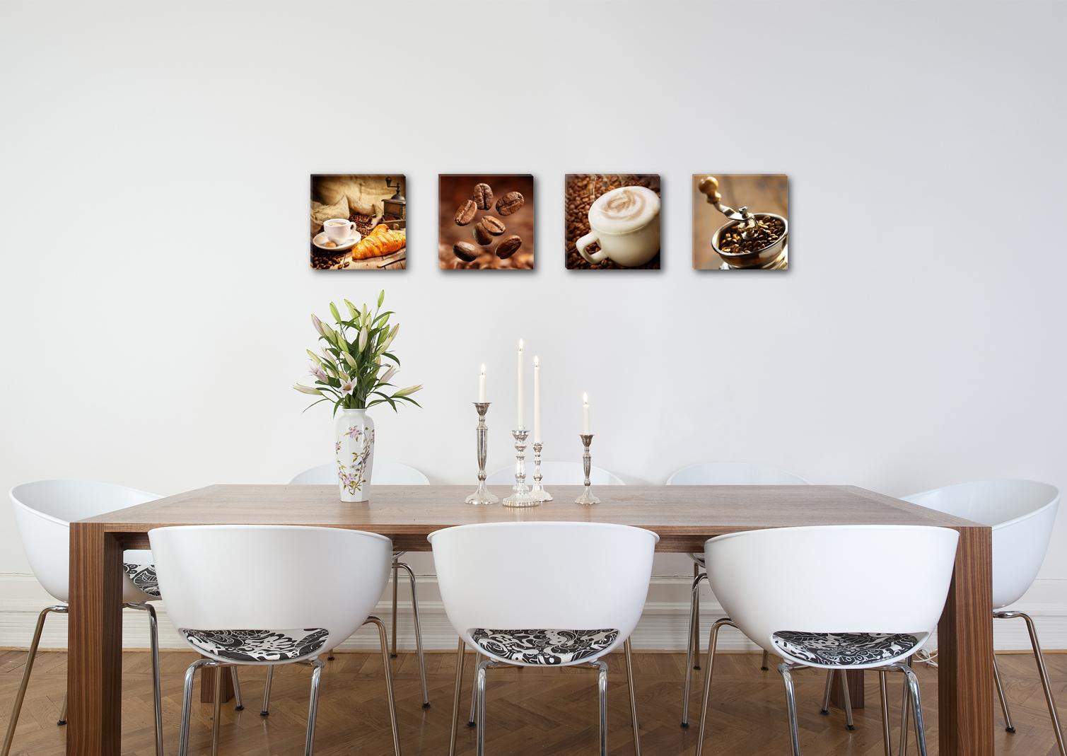 Leinwandbild Kaffee - 4er Set mit Echtholzrahmen – Ansicht 2